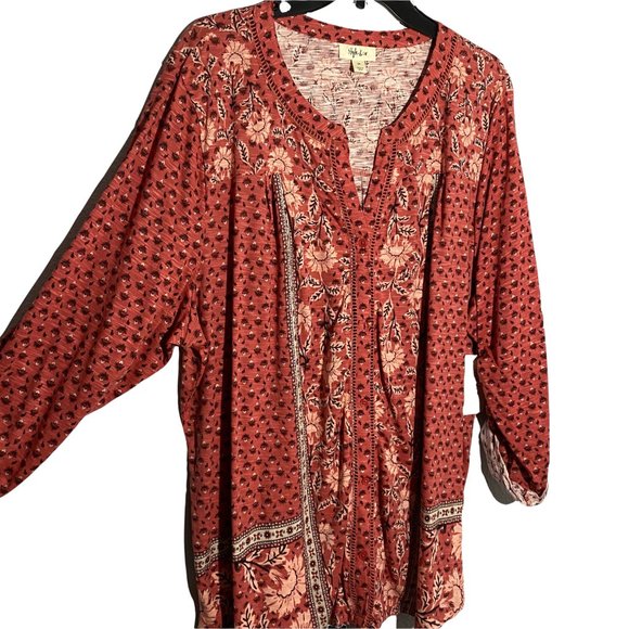NWT Style & Co. Plus Printed 3/4 Sleeve Blouse - Picture 3 of 5